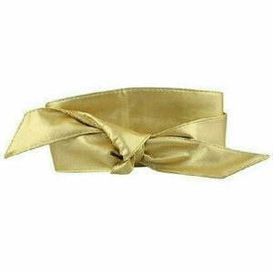 Gold wide faux leather gold obi belt.